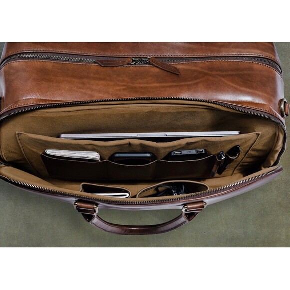 Satchel & Page Weekender Bag Italian Leather Travel MSRP $685 - Picture 5 of 11